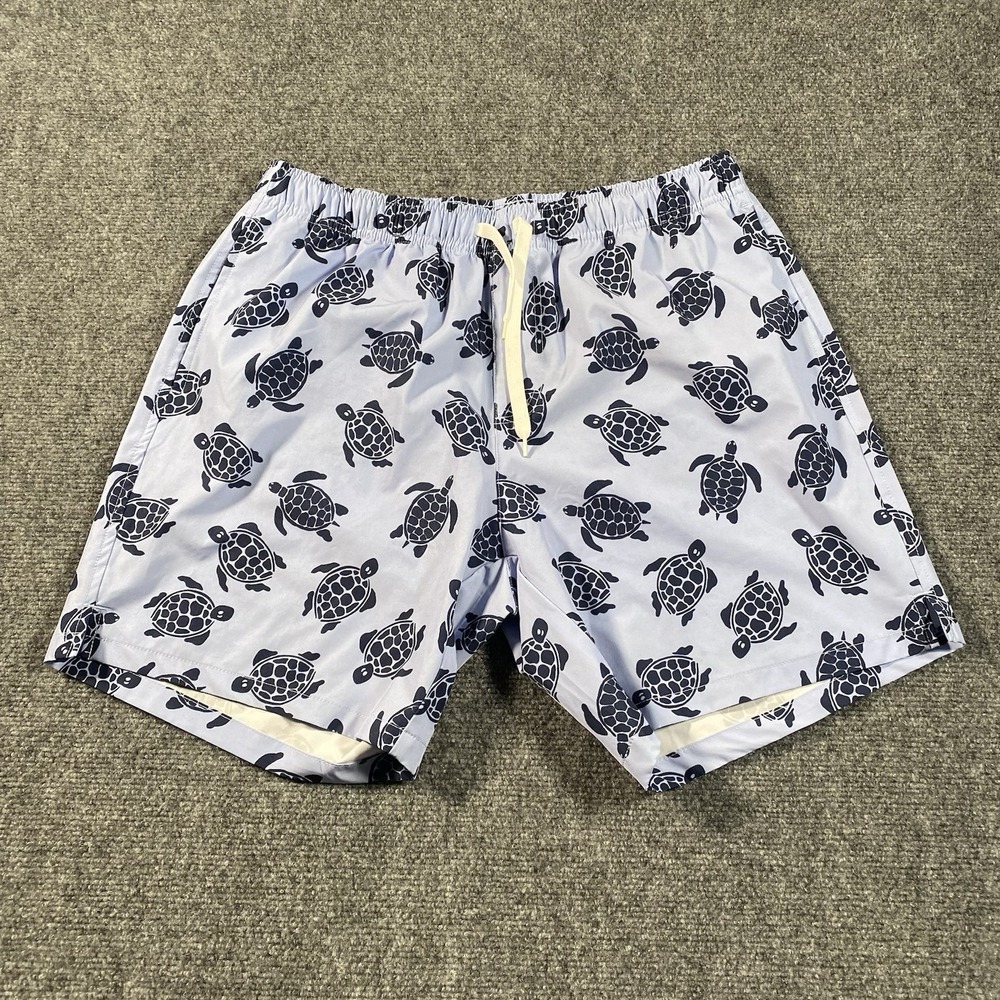 BEARBOTTOM 7" Mesh Lined Swim Trunks Mens Size Large Sea Turtle All Over Print